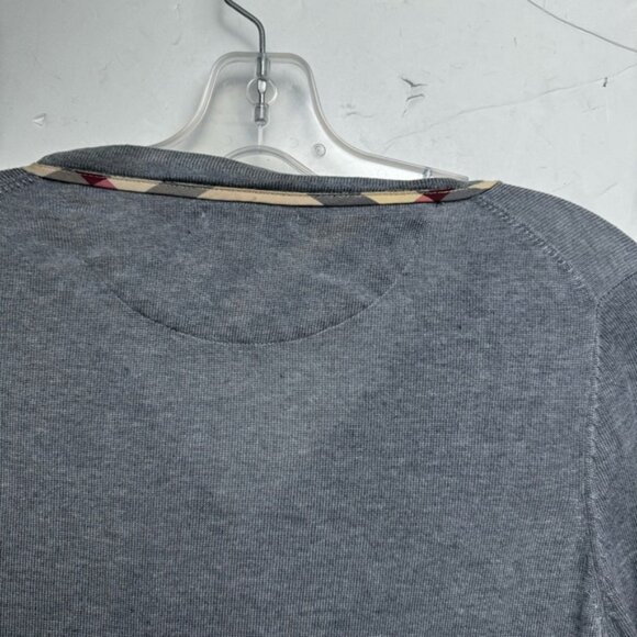 Burberry Brit Nova Check Trim Wool Cardigan Sweater V Buttons Lightweight Soft M - Picture 13 of 16